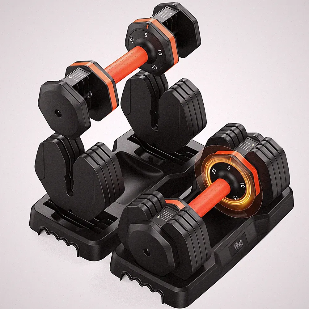 Adjustable Dumbbells 50/110 lbs, 5/10 Weight Levels with Storage Tray