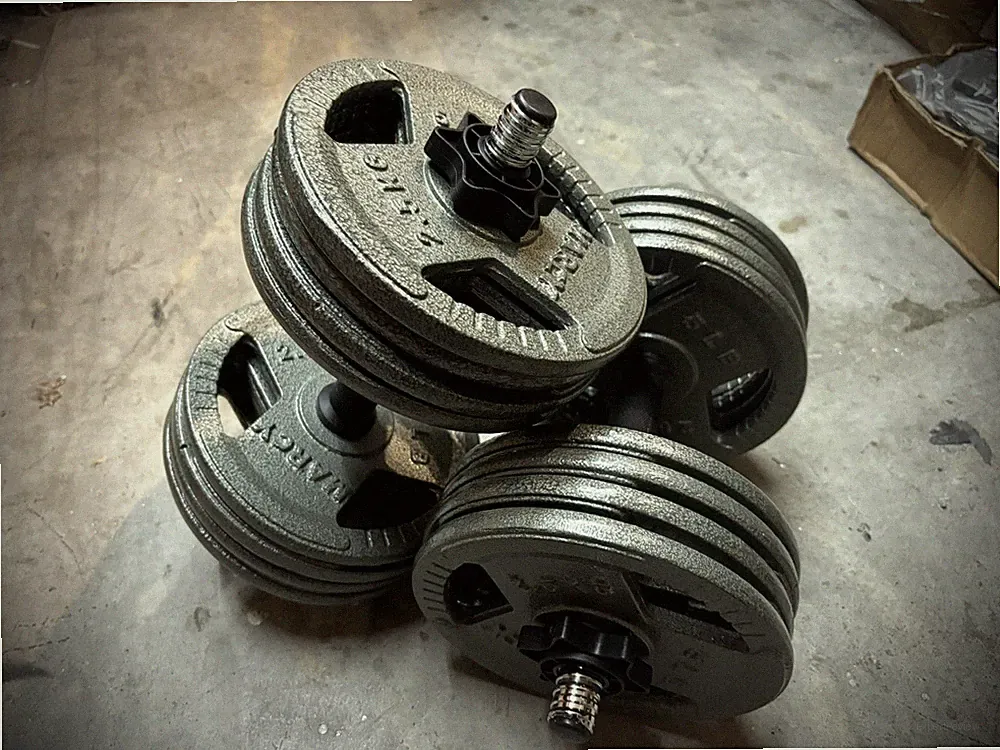 Adjustable Dumbbells 80 lbs TW Weight Set 40 lb each Dumbbell Gym Fitness Equip