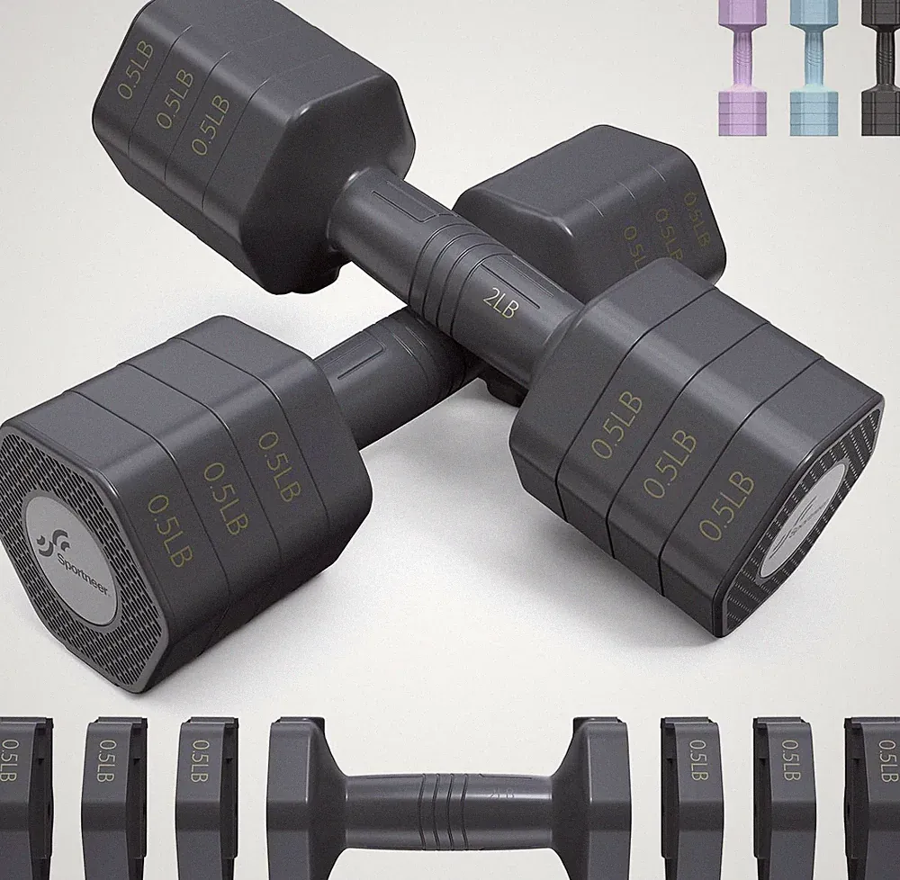 Adjustable Dumbbells Hand Weights Set: 4 In 1 Weight Each 2lb 3lb 4lb 5lb