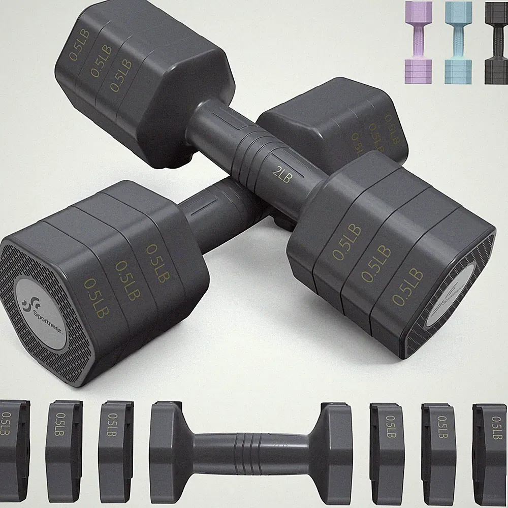 Adjustable Dumbbells Hand Weights Set: 4 In 1 Weight Each 2lb 3lb 4lb 5lb Fre...