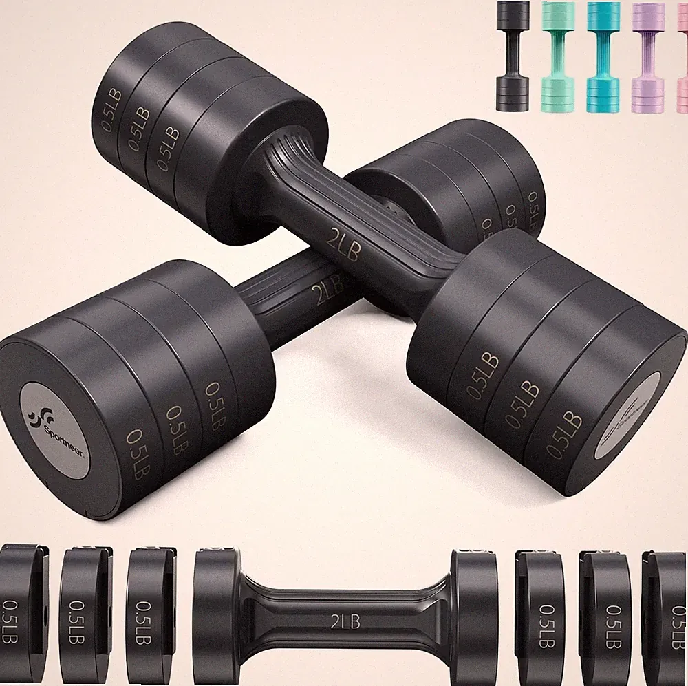 Adjustable Dumbbells Hand Weights Set: 5 lb Dumbbell Set of 2 Each 2lb 3lb 4lb