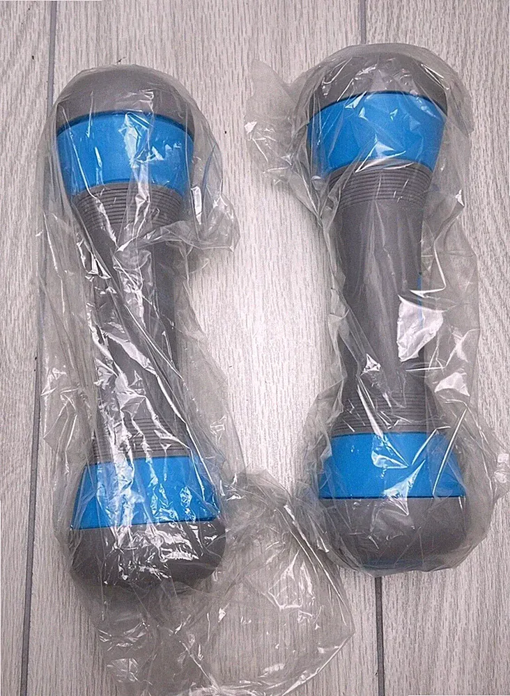 Adjustable Dumbbells Neoprene Blue Gray 5 Weight Options 2.2 lb to 4.4 lb