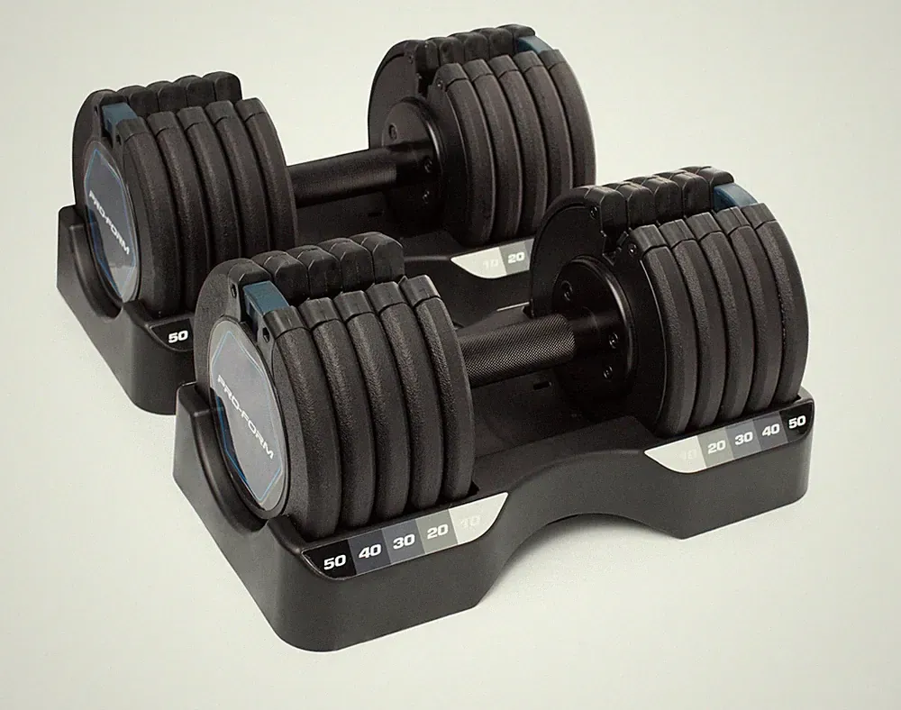 Adjustable Dumbbells Rapid Adjust 24 inches L x 5 W Proform