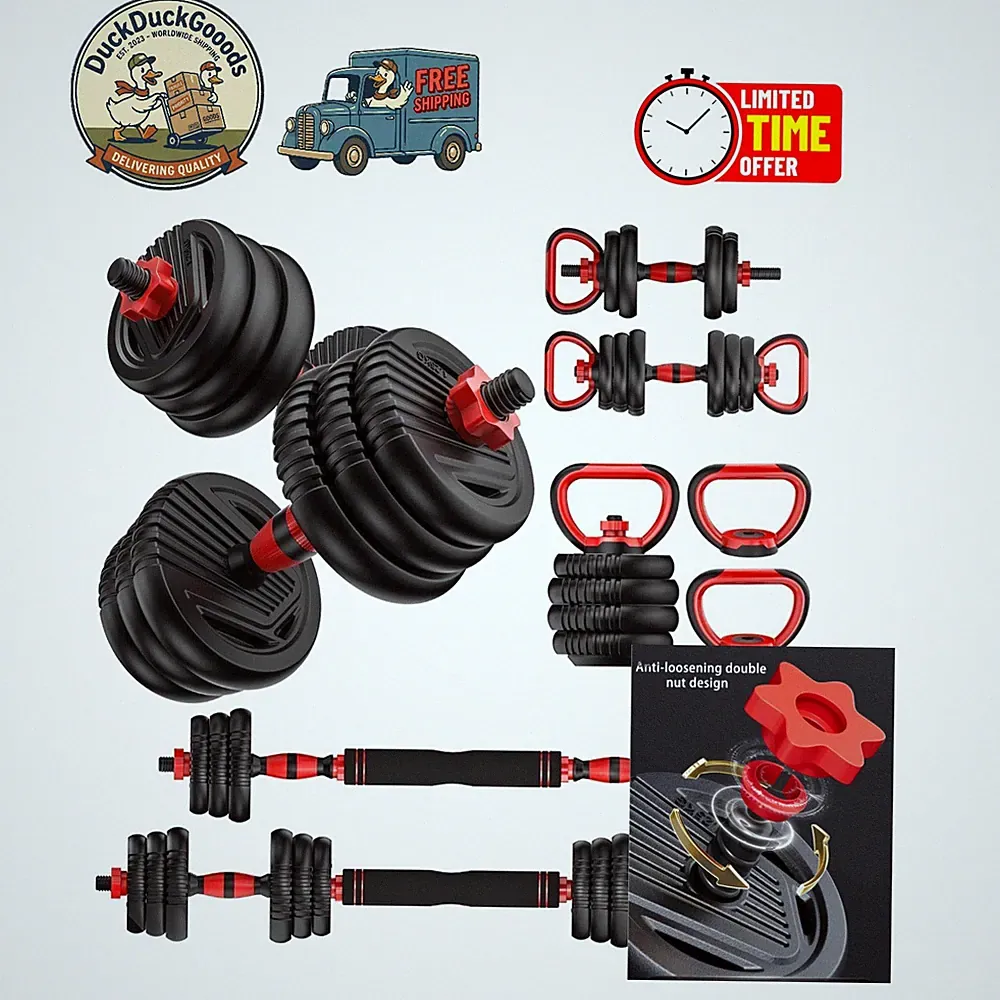 Adjustable Dumbbells Set (20/30/45/70/90lbs): Barbell, Kettlebell, Push-Up Stand