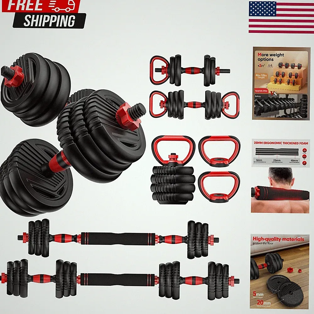 Adjustable Dumbbells Set, 20/35/55/70/90lbs Free Weight Set 4 in 1 Weight Set