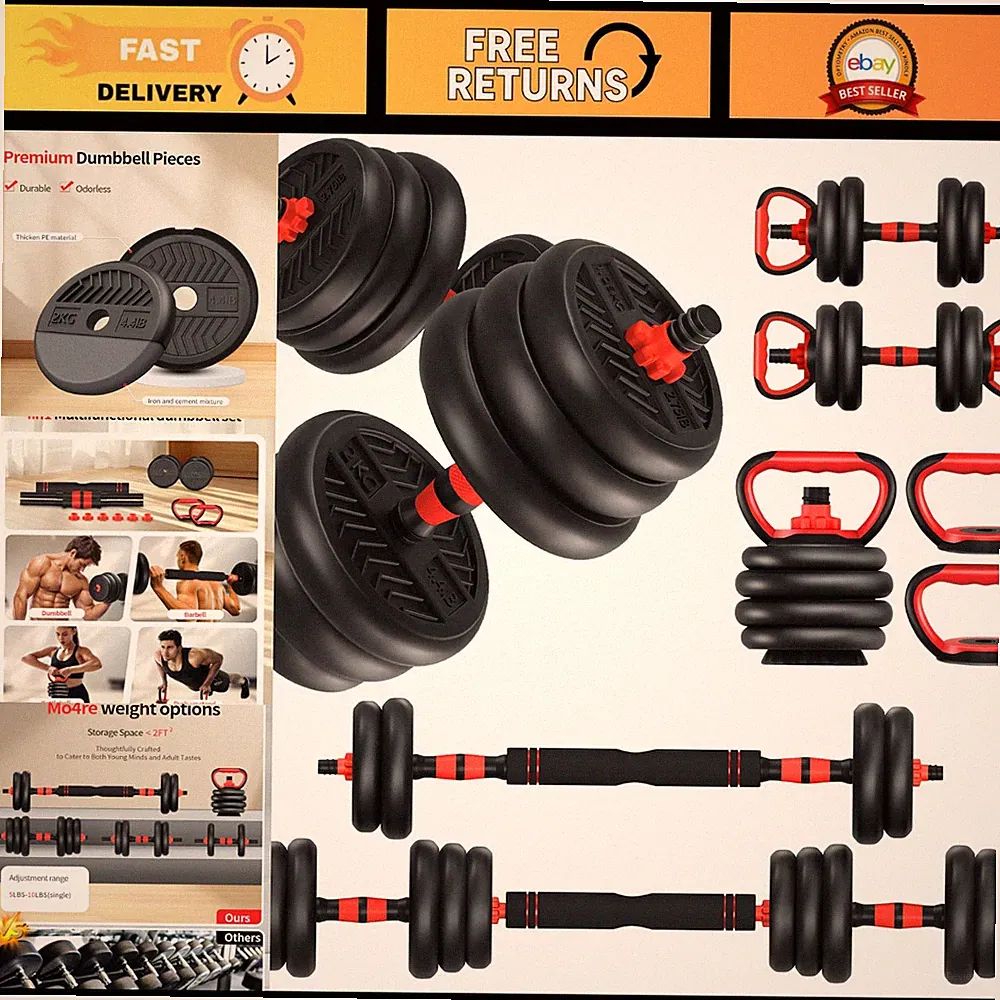 Adjustable Dumbbells Set 20-80lbs, 4-in-1 Free Weights for Home Gym Fitness
