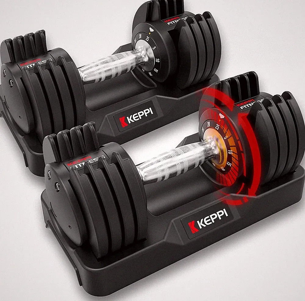 Adjustable Dumbbells Set 25-55Lbs with Anti-Slip Handle for Full Body Workout
