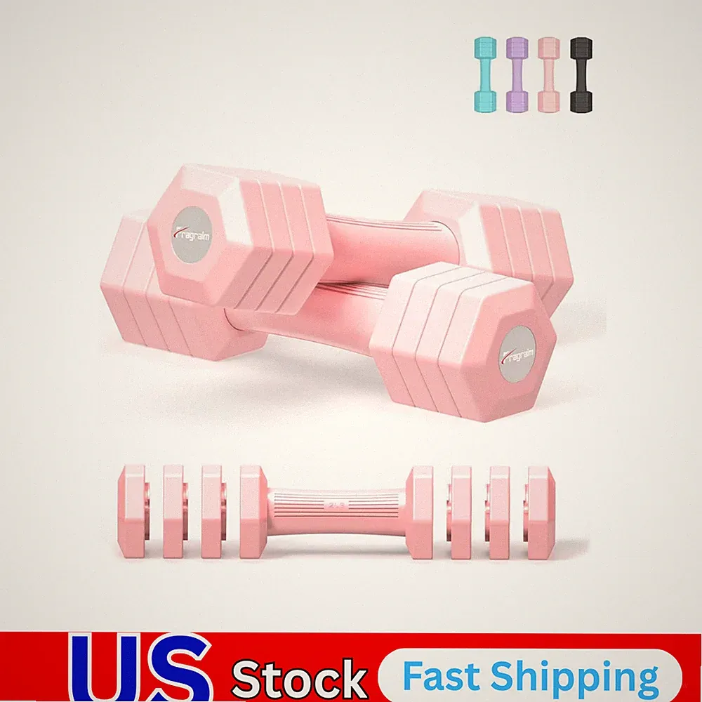Adjustable Dumbbells Set, 4 in 1 Hand Weights Set for Women Men 10 LB/ 12 LB Du
