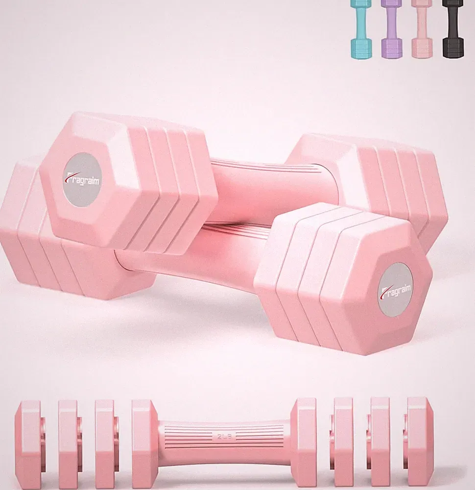 Adjustable Dumbbells Set, 4 in 1 Hand Weights Set for Women Men 10 LB/ 12 LB Dum