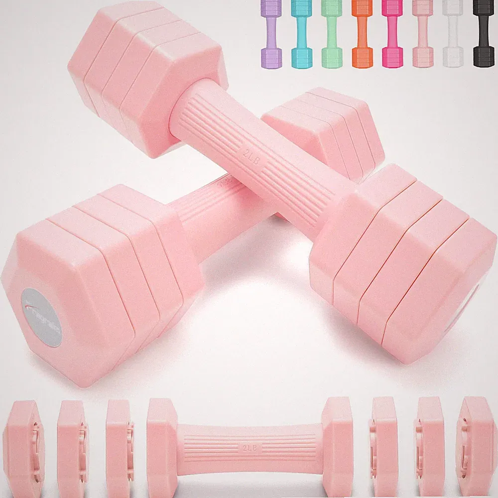 Adjustable Dumbbells Set, 4 in 1 Hand Weights Set for Women Men 10 LB Dumbbel...
