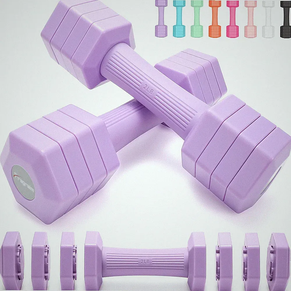 Adjustable Dumbbells Set 4 in 1 Hand Weights Set for Women Men 10 LB Dumbbell...