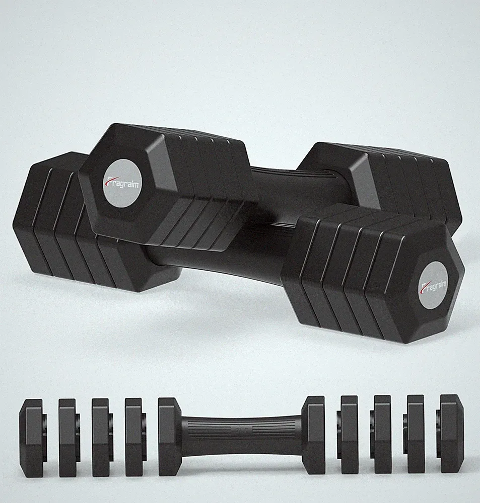 Adjustable Dumbbells Set, 4 in 1 Hand Weights Set for Women Men 12 LB Dumbbel...