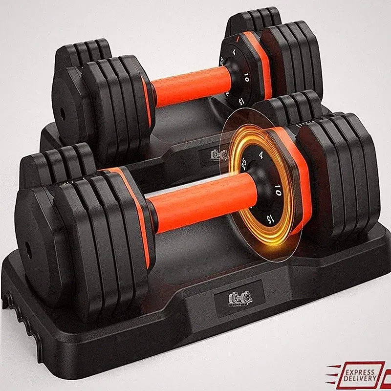 Adjustable Dumbbells Set 5 in 1 Quick Adjustment 50LBS Space Saving Home Gym New