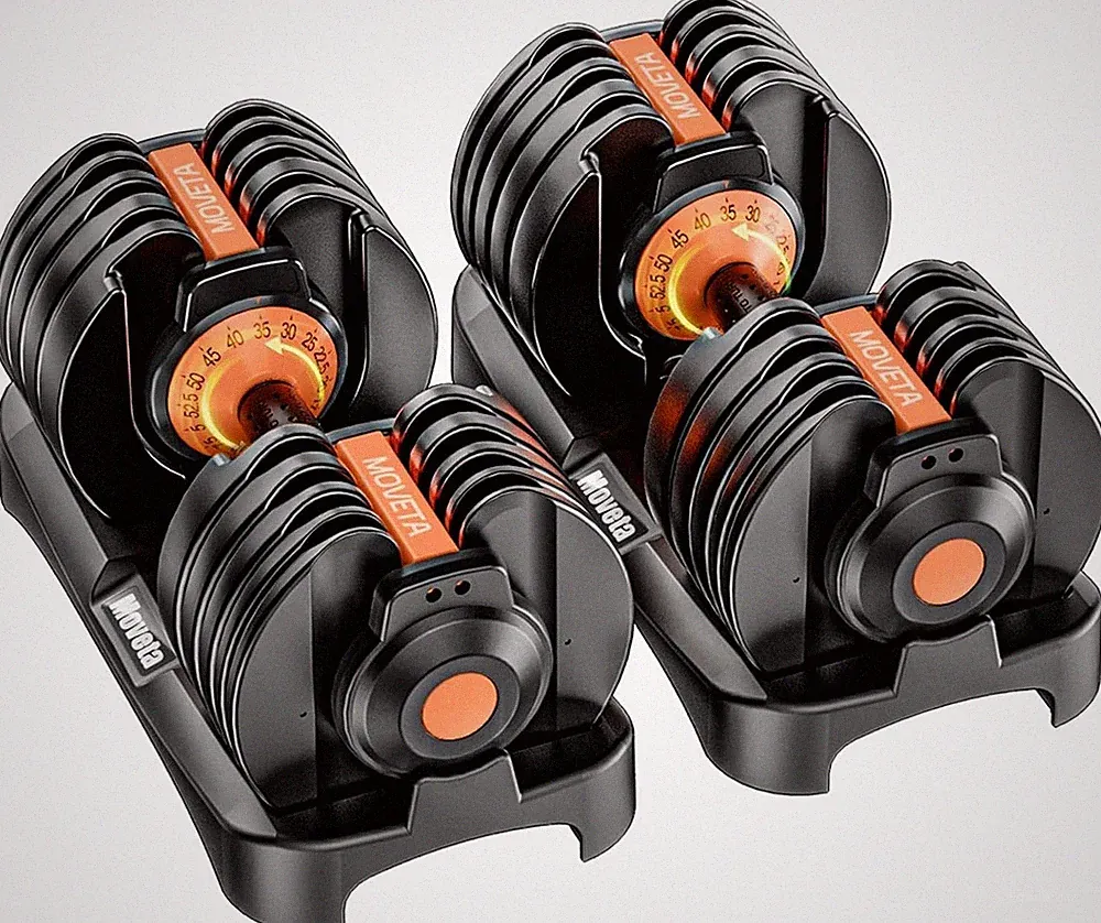 Adjustable Dumbbells Set of 2, 52.5 lb Weight, 15 in 1, Rubber Handles for Home