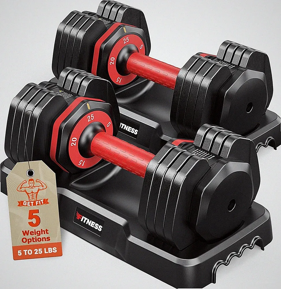 Adjustable Dumbbells Set of 2 Adjustable Weights Dumbbells Set Anti-Slip Handle