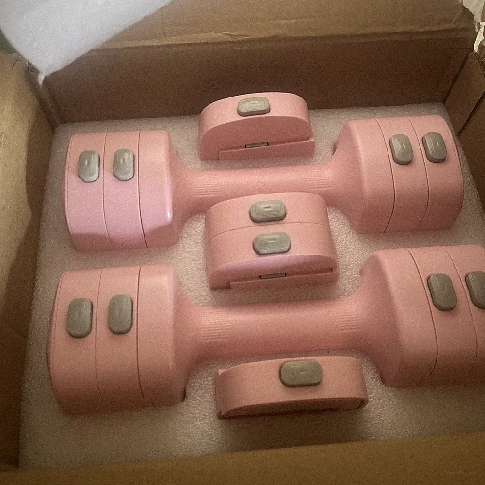 Adjustable Dumbbells Set of 2 Pink 10 lbs Home Gym Fitness Weight Training