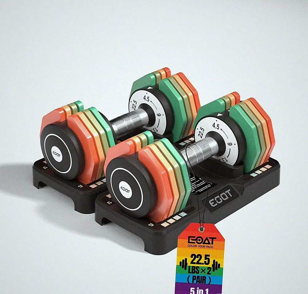 Adjustable Dumbbells Set/Single, 12.5LB/22.5LB/55LB 5 in 1 Free Adjustable Dumbb