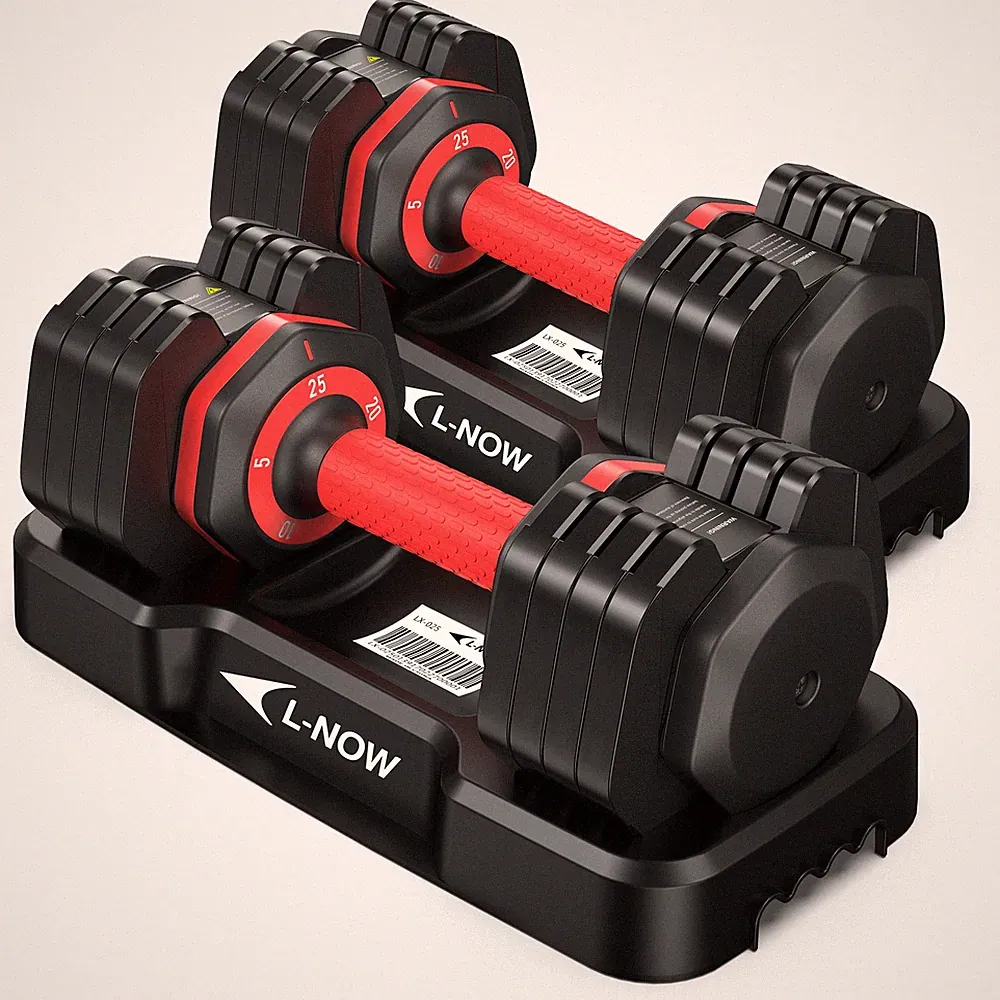 Adjustable Dumbbells Set Weight Set 5-in-1 - 25lb Weights with Rack Home Gym