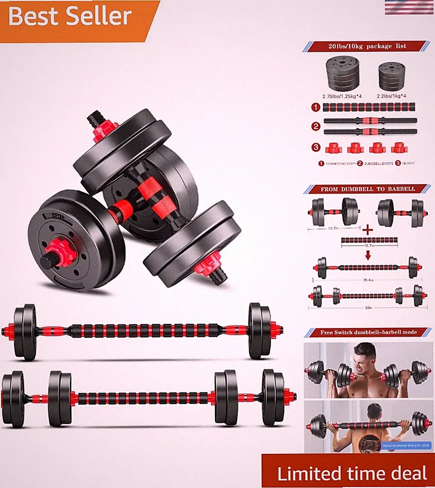 Adjustable Dumbbells Set with Barbell Conversion for Ultimate Home Workouts