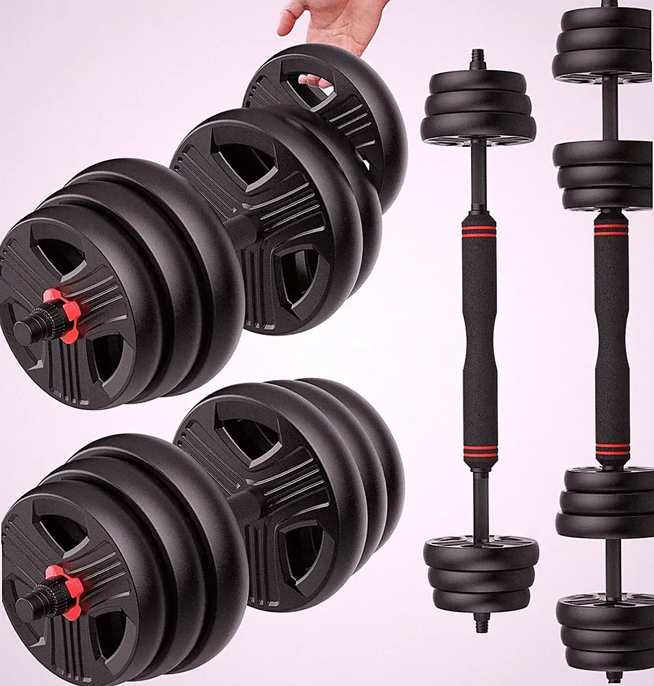 Adjustable Dumbbells Set with Connector Barbell & Kettlebell for Home Gym