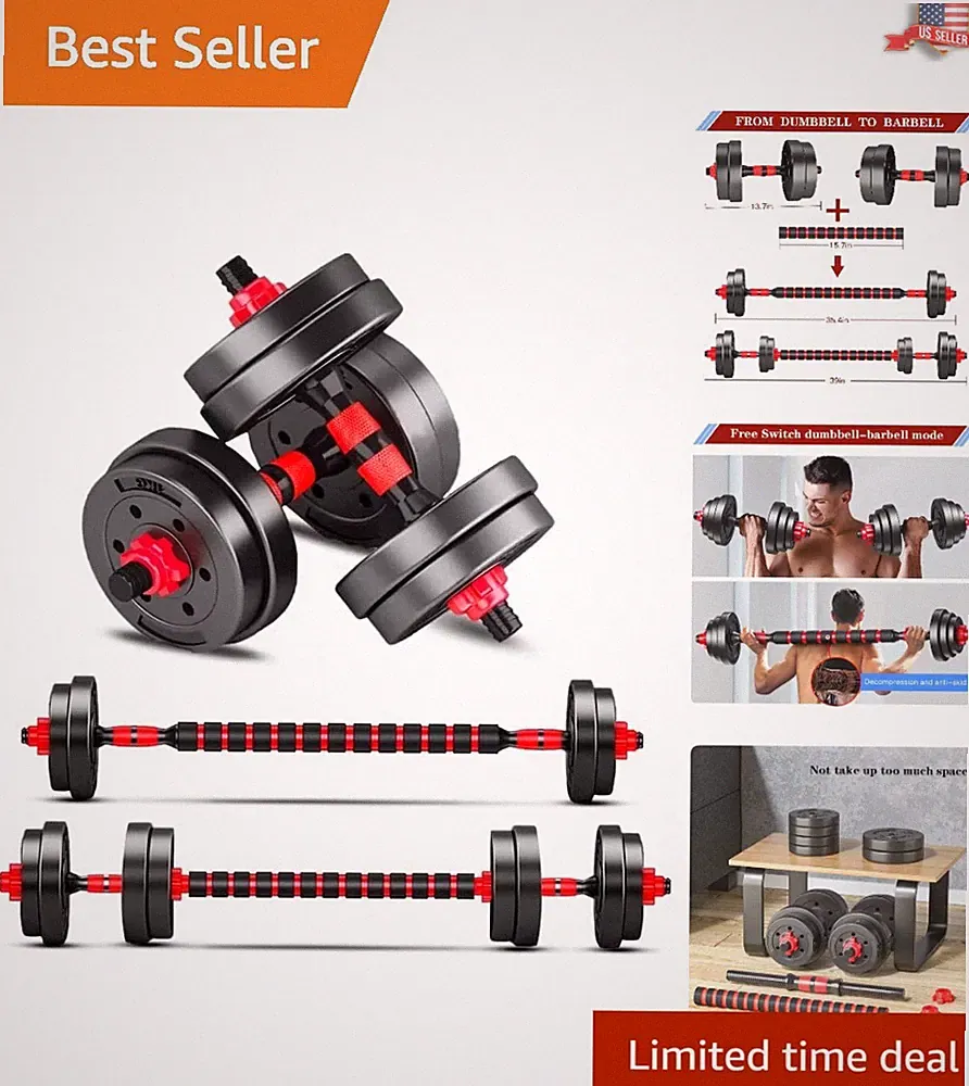 Adjustable Dumbbells Sets: Lightweight Neoprene - 30lbs - Home Gym Equipment