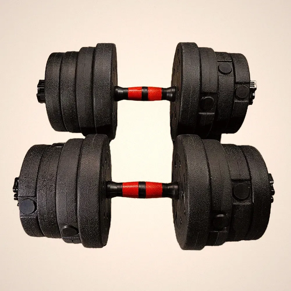 Adjustable Dumbell Set With Barbell Extension 15KG X 2 NO SHIPPING! LOCAL PICKUP