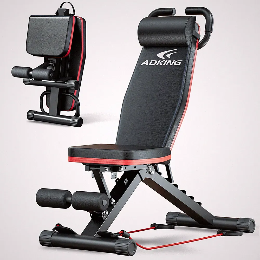 Adjustable Foldable Exercise Weight Bench Workout Bench Gym With Resistance Band