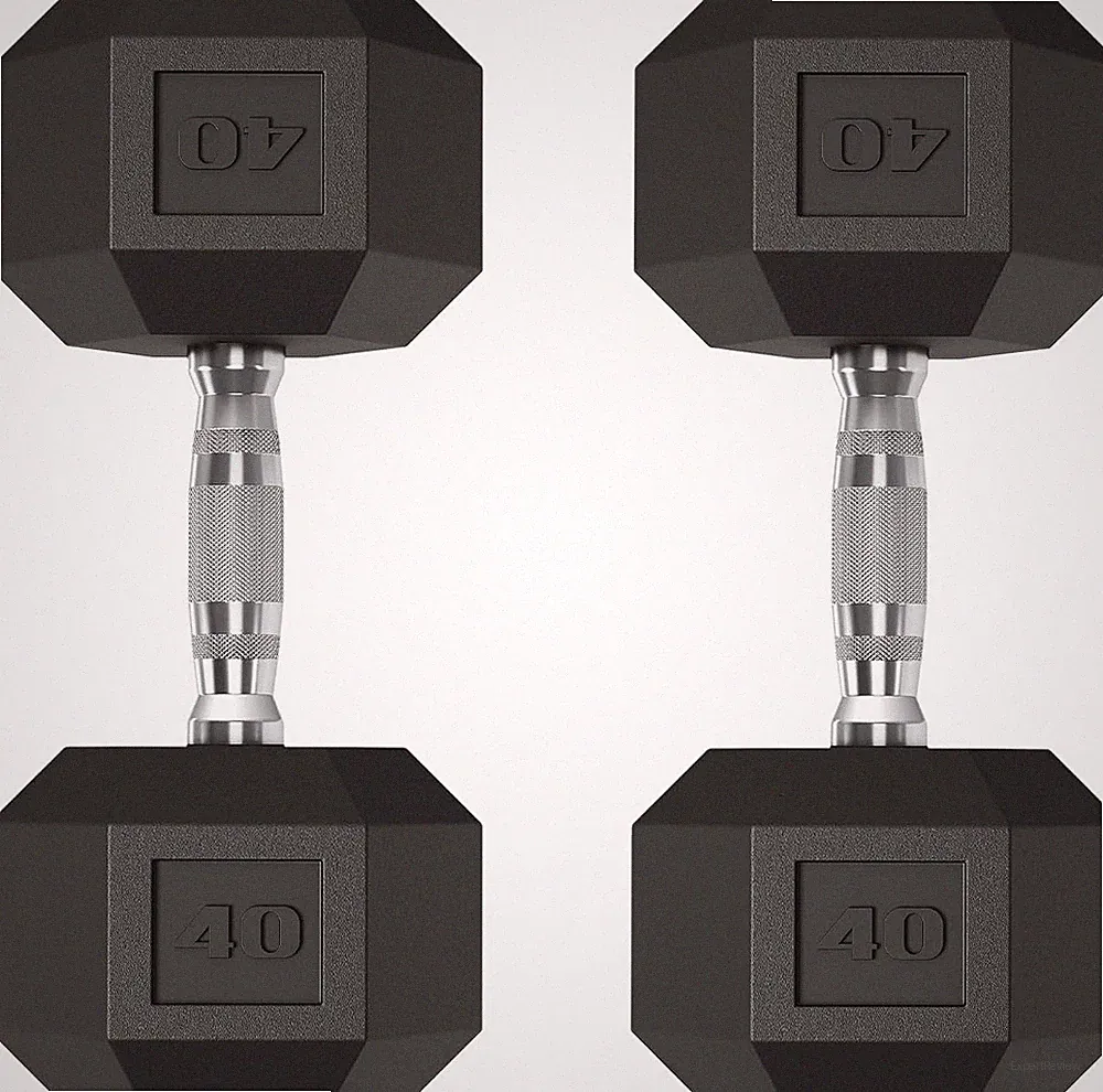 Adjustable Hex Dumbbell Set of 2, 40 LBS Pair – Rubber Encased Cast Iron Weights