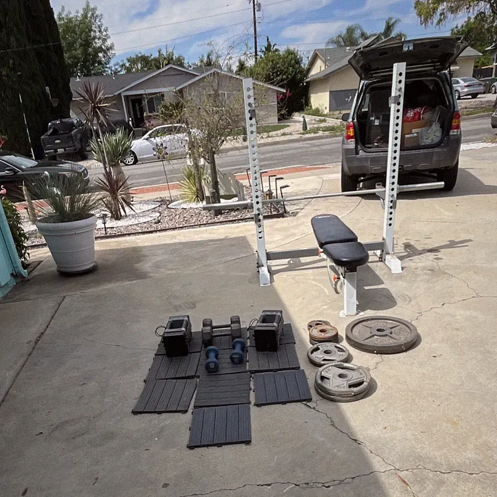 Adjustable Home Gym Set with Bench, Rack, Dumbbells, Plates, Mats, Steel & Foam