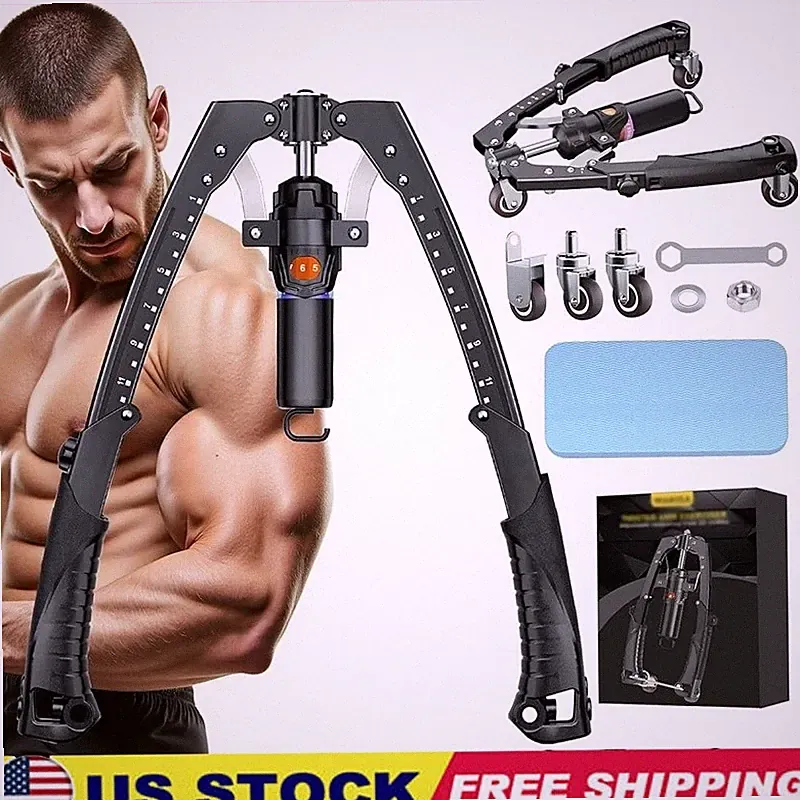 Adjustable Hydraulic Arm Trainer 3in1 Resistance Bands Ab Wheel Fitness Tool New