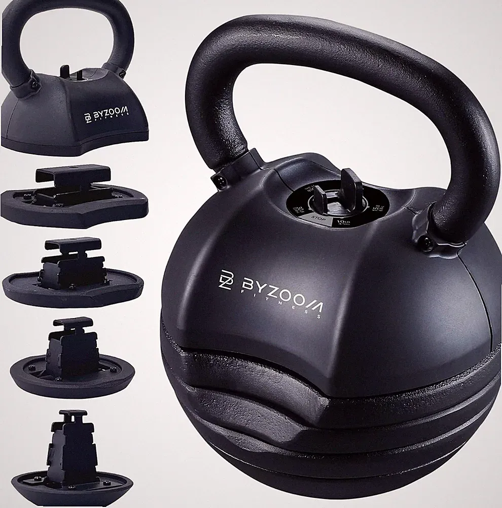 Adjustable Kettlebell 30/40/50LB, 5-in-1 Quick-Change, Ergonomic