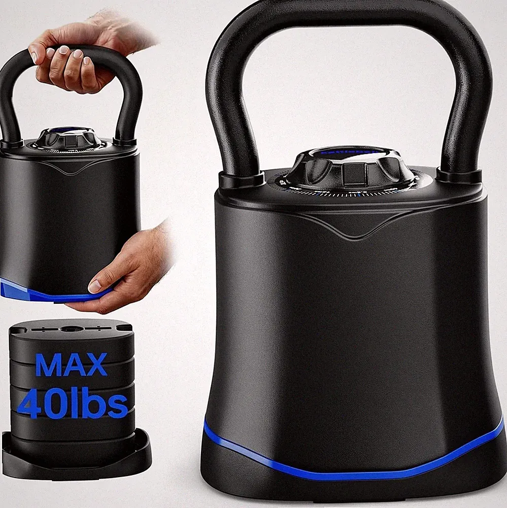 Adjustable Kettlebell，6-in-1 Quick Change Adjustable Kettlebell Set (6.5-40 LBS)