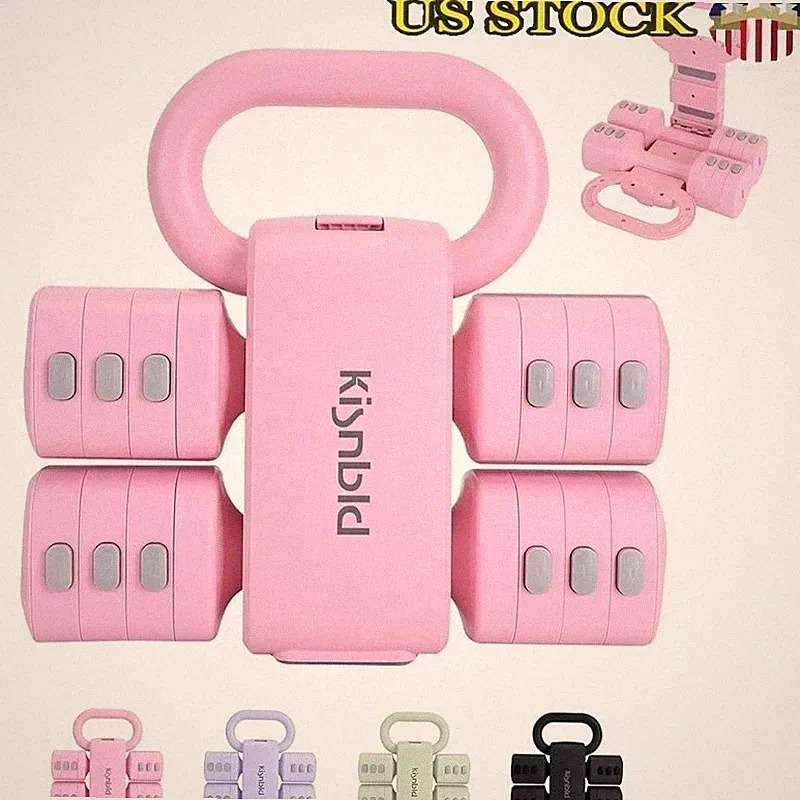Adjustable Kettlebell Dumbbell Set Full Body Workout Quick Change Weights Pink