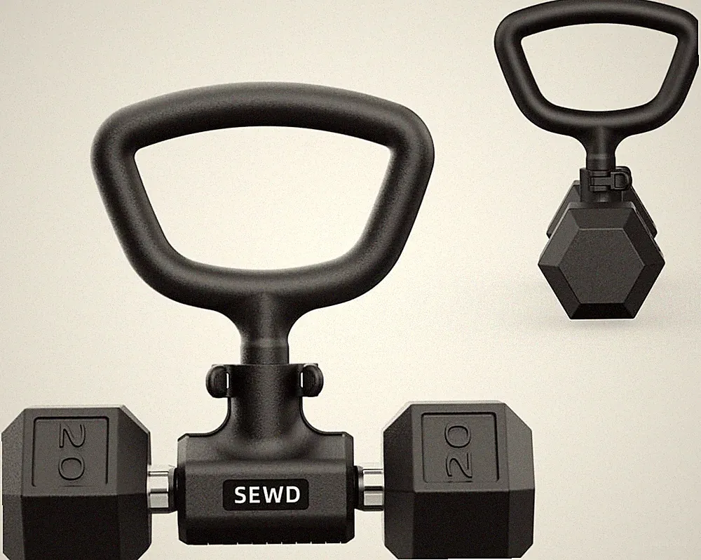 Adjustable Kettlebell Handle for Dumbbells - 220LB Capacity, 90° Rotation