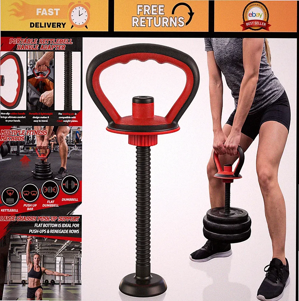 Adjustable Kettlebell Handle for Weight Plates & Dumbbells, Ergonomic Grip for H