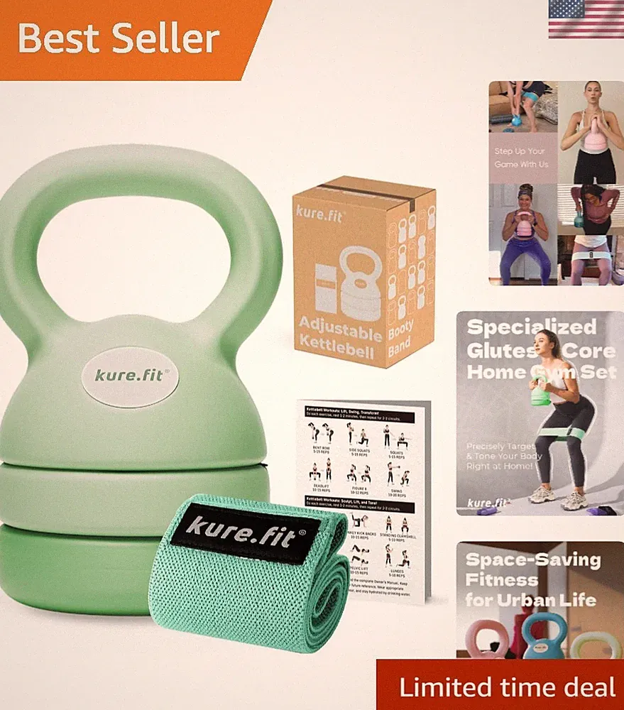 Adjustable Kettlebell Set 5-12LB with Resistance Band for Home Workouts