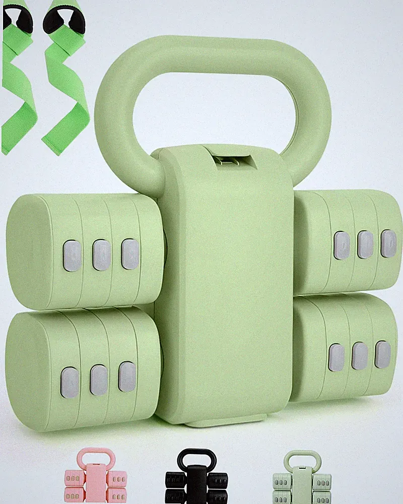 Adjustable Kettlebell Set with Wrist Straps, 4-in-1 Free Weight Adjustable Du...
