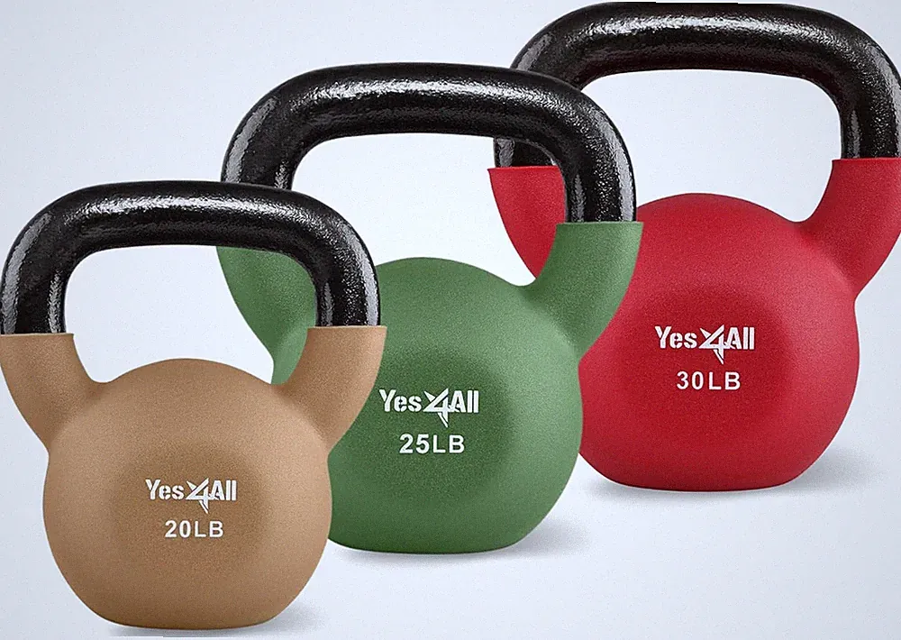 Adjustable Kettlebell Weight Sets 5-65lbs Neoprene Coated Cast Iron Multicolor