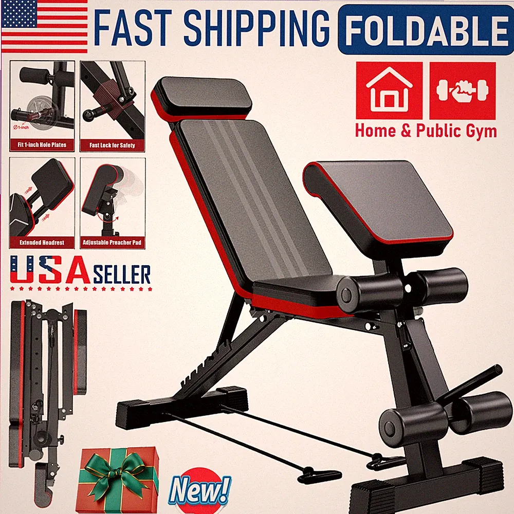 Adjustable Utility 1000 LBS Bench Weight Bench Home Gym Fitness Workout Exercise