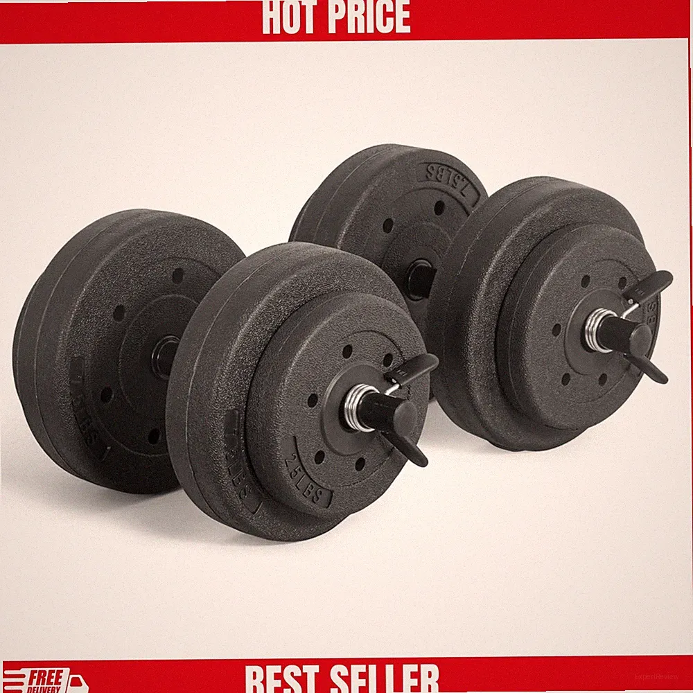 Adjustable Vinyl Weight Dumbbell Set 40lbs Gym Home Barbell Plates Body Workout