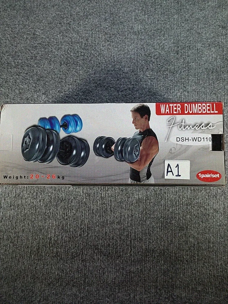 Adjustable Water-Filled Dumbbell Set 20–26 kg Portable Travel Weights Black New