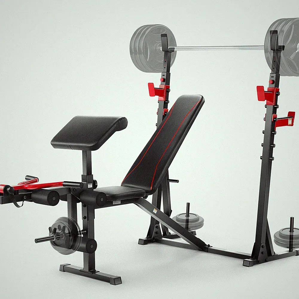 Adjustable Weight Bench 900LBS Olympic Weight Bench Set with Squat Rack for Home