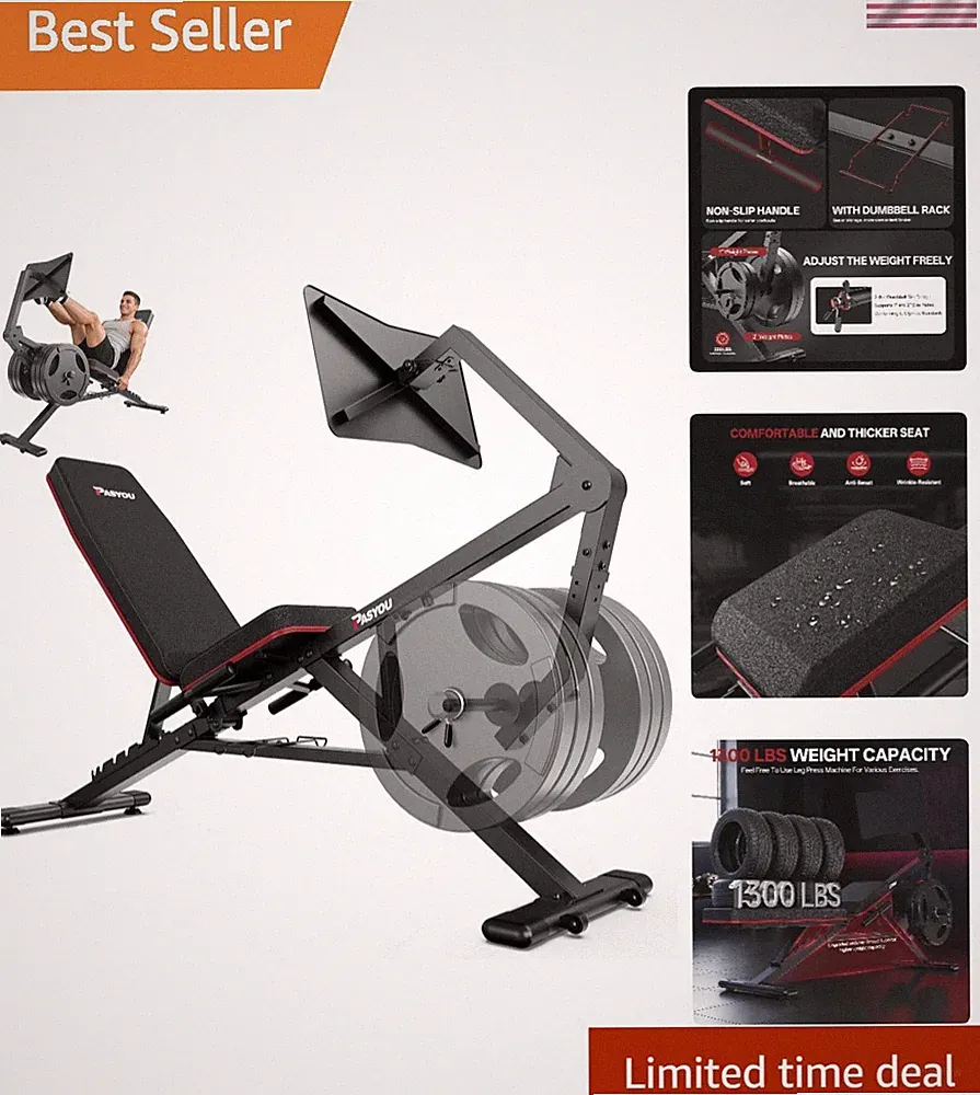 Adjustable Weight Bench & Leg Press Machine for Ultimate Home Gym Training