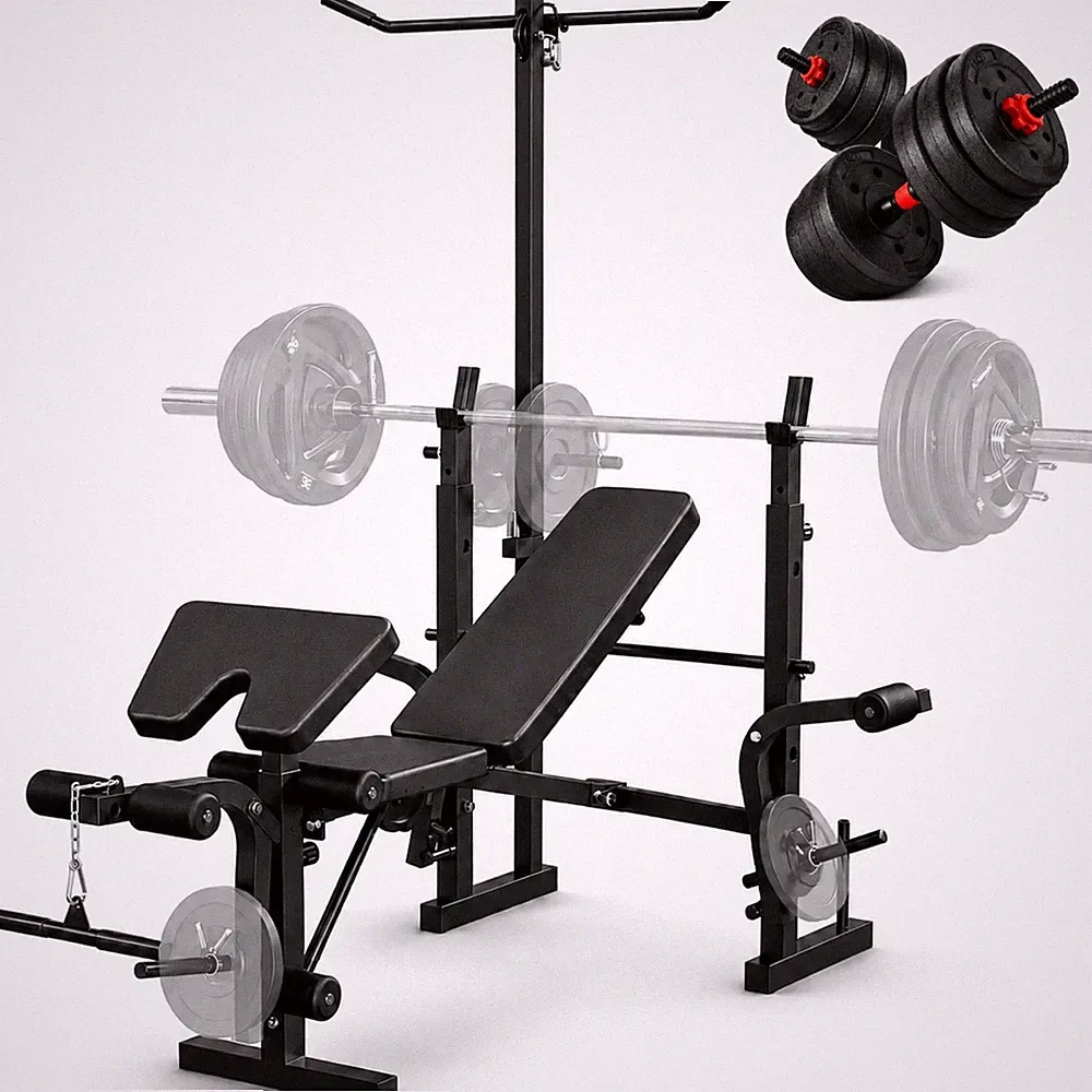 Adjustable Weight Bench Press Set W/ 55/66 LB Adjustable Dumbbells for Home Gym