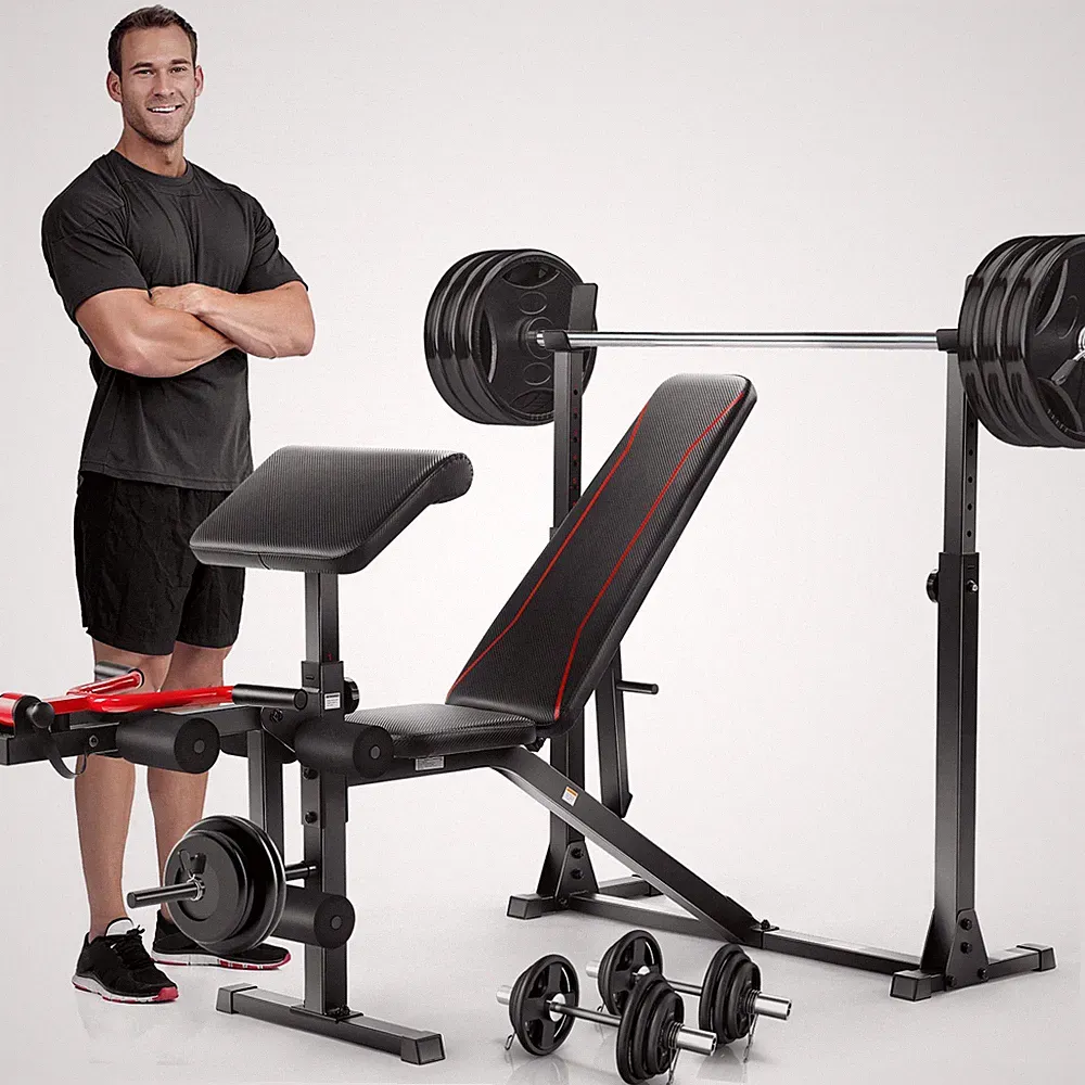 Adjustable Weight Bench Set, 900LBS Bench Press Set with Squat Rack for Home Gym