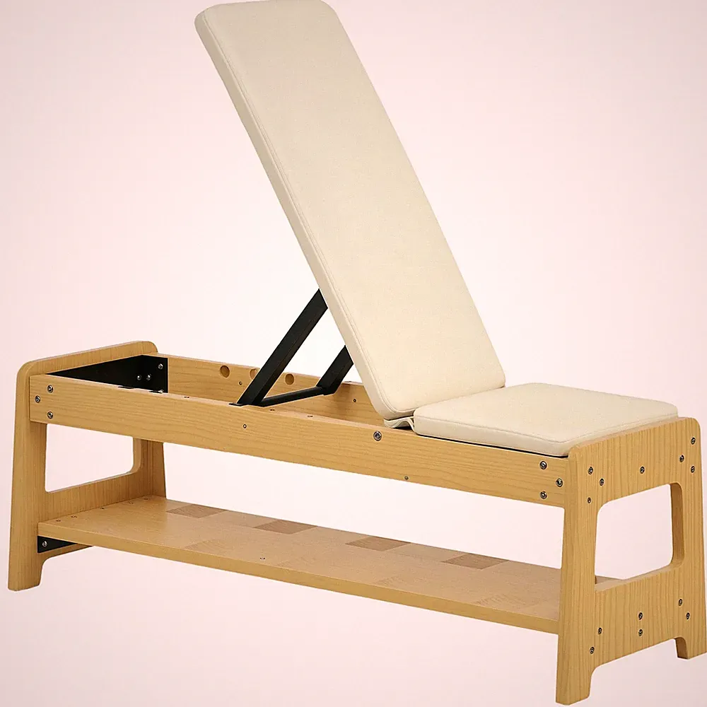 Adjustable Weight Bench with Dumbbell Rack, Wooden Workout Bench, Flat or Inc...