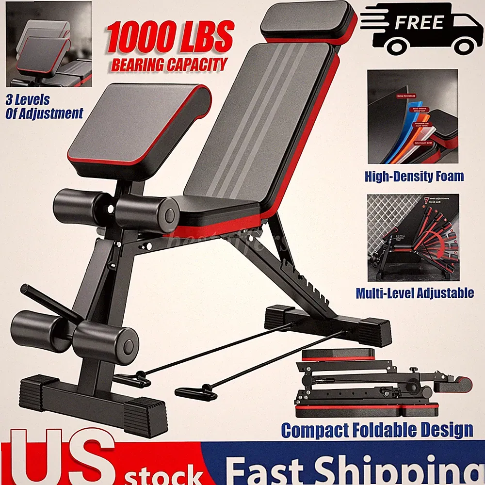 Adjustable Weight Dumbbell Bench Foldable Incline Decline Body Workout Exercise