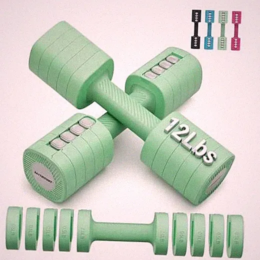 Adjustable Weight Dumbbells Set of 2, 8 in 1 Hand Weights for Women Green