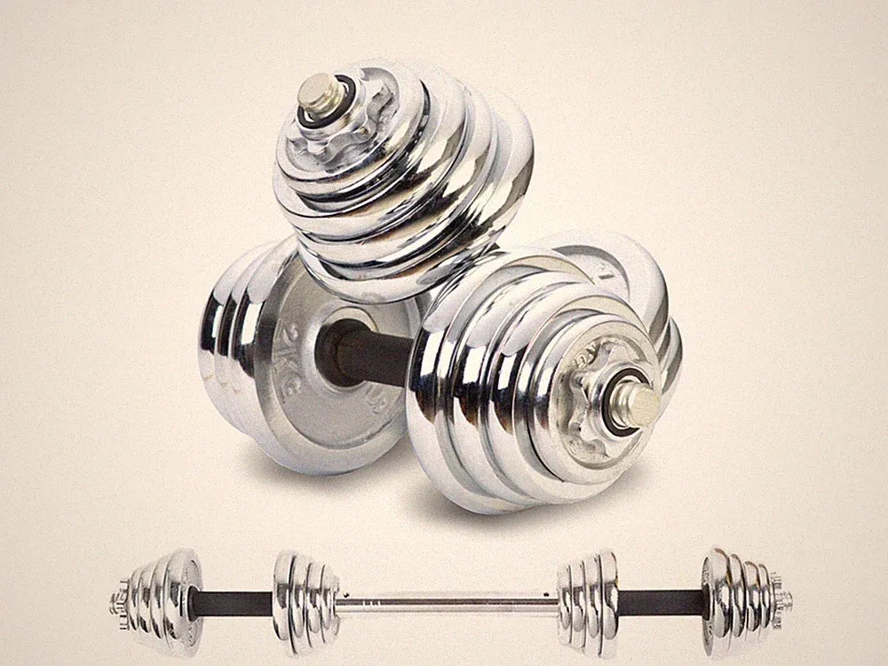 Adjustable Weight To 110lbs Cast Iron Dumbbell Barbell Set Home Gym Work Out
