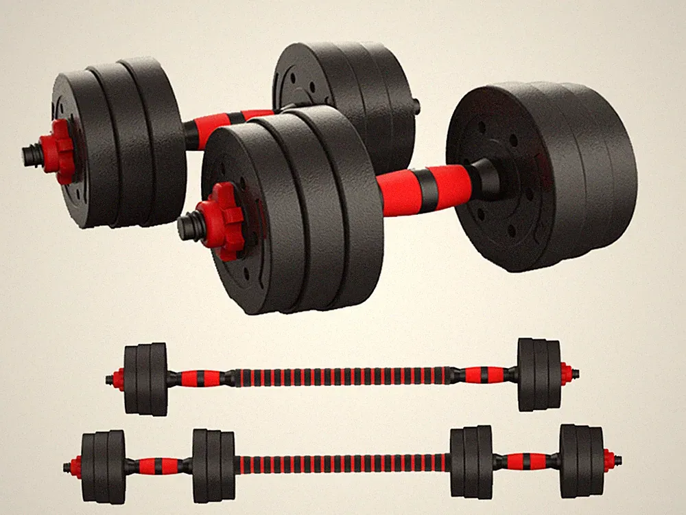 Adjustable Weight To 44lbs Dumbbell Barbell Set Home Fitness Gym Work Out